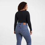 Nuuds Black Crewneck Long Sleeve Bodysuit Size Large Photo 1