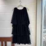 Needle & Thread Tulle Tiered Short Sleeve Cold Shoulder Polka Dot Dress Black 2 Photo 2