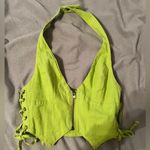 Urban Outfitters Lime Green Halter Zip-Up Top Photo 1