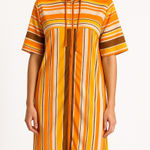 1970s Bard’s Toronto Striped Hooded Zip Caftan Dress vacation pool beach medium Orange Photo 0