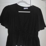 Urban Outfitters  Black Short Sleeve Plunge Top Photo 0
