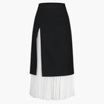 Commense Elegant Two Tone Burgundy Red and Light Pink Pleated Maxi Skirt NWT Size M Photo 1