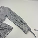 Sundance  Black‎ White Stripe Long Sleeve Linen Top Medium Crochet Neckline *FLAW Photo 12