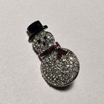 Lia Sophia Signed  Rhinestone Enameled Christmas Snowman Silver Tone Brooch Pin Photo 0