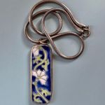 Floral Pottery Pendant Necklace Blue Photo 5