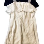 ROTATE Cream Satin Rhinestone Strap Ruffle Dress Mini Party Occasion size S White Photo 3