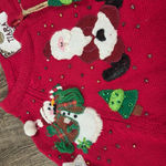 Tiara International  Vintage Christmas Holiday Full Zip Sweater Red Cardigan Smal Photo 0
