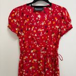 Realisation Silk Wrap Midi Floral Dress in Rouge Fleur Red Size S Photo 4