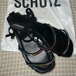 Schutz : Loule Nubuck Flat Sandal! Black leather, multicolor details $35 Photo 1