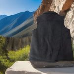 Ralph Lauren Y2K  Womens‎ Faux Suede Vest Black M Fleece Lined Zip Front Pockets Photo 3