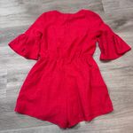Listicle  Rowan Red Tie Romper Medium Bell Sleeve Photo 8