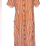 Cotton On Orange/ white striped midi dress Orange Size M Photo 0