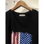 US Flag American Distressed Tee Hunt Sweater Large Black Photo 2