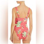 AQUA SWIM Ruched Coral Floral One Piece Swimsuit Size M Photo 1