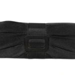 Bijoux Terner Gorgeous Black Sateen Buckle Ruched Clutch Hard-shell Evening Vintage 90s Photo 0
