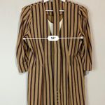 Vintage Whirlaway Frocks Women’s Pinstripe Dress Belted Tan Black Size 10P EUC Photo 8