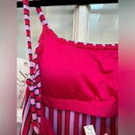 Anne cole  | Dark Pink & Lavender Stripe Tankini Swimsuit Top Size XS NWT Beach Photo 4