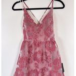 NWT Lulus Dress Pink Feeling Like Forever Rose Jacquard Lace Up Midi Flowy Large Photo 7