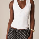 J.Crew  Stretch cotton-blend V-neck top in white Photo 0