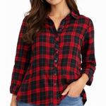 beach lunch lounge NWT plaid peplum button down Photo 0