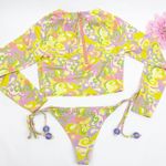 Beach Riot NEW X Free People Rashguard Bikini Swim Set Lindsay Soleil 70s Swirl Photo 2