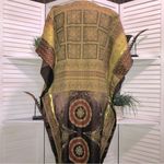 Vintage 70s Boho Kaftan Batik Golden Baroque Art Print Maxi Dress OS Brown Size undefined Photo 1