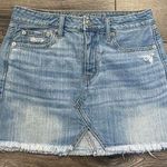 American Eagle Denim Skirt Raw Hem Button Fly Size 4 Photo 0