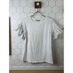 All Saints White Trixi Eyelet Ruffle Short Sleeve Tee - Size - Small Photo 5