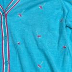 Quacker Factory The Blue Pink Embroidered Cardigan Sweatshirt Women’s 1XL Photo 2
