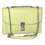 Coach Lane Leather Whipstitch Shoulder Bag Pale Lime Silver Trim Photo 9