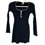 H&M Divided Womens Wednesdaycore Goth Square Neck Ribbed Mini Dress Size M Black Photo 0