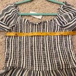 Outfitters AEO Blue White Stripe Smocked 3/4 Sleeve Top Medium Photo 3