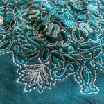 Teal Boho Nepal Tunic Top XL Long Sleeve Embroidered Button‎ Neck Casual Comfy Blue Photo 5