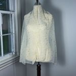 White Chiffon Sheer Scarf With Gold Sparkly Stars Boho Angel Glitter Photo 2