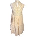 Lace Mock‎ Neck Sleeveless Dress Bohemian Chic Casual Mini Tan Photo 6
