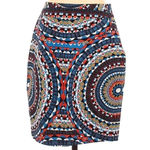 Anthropologie Tabitha Pencil Skirt Size 4 Small Olmeda Blue Orange Mosaic Print Photo 2