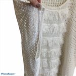 Trina Turk Women's White Anja Fringed Poncho Short Sleeve Sweater SMALL Photo 4