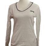 Tommy Hilfiger White V Neck Long Sleeve Y2K Shirt Photo 0
