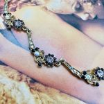 Vintage Yoni Z Vintage Crystal Flower Necklace Gold Photo 1