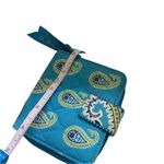 Vera Bradley Aqua Blue White Light Green Paisley Design Wallet Cardholder Zipper Photo 5