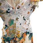 Anthropologie  V-Neck Ruffle Lace Slip Dress Floral White Multicolor Size US 4 Photo 11