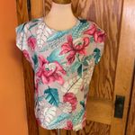Vtg 80s bright tropical leaves n floral blouse Size 12 Photo 5