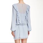 BCBGMAXAZRIA  Kristey Pleated Ruffle Bib Dress in Light Dusty Blue, Size Large‎ Photo 9