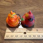 Set of 2 Novelty Rubber Duck Keychains Fun Painted Design Orange Red Photo 6