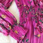 WAYF  Pink Floral Long Sleeve‎ Mini Dress Cocktail Party Low Back Satin XS New Photo 6