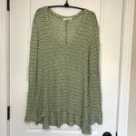 Honey Belle  Women's Rayon Blend Green Striped V-Neck‎ Relaxed Sweater Size Large Photo 1