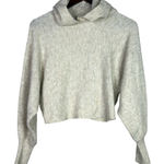 ZARA  Oversized Crop Wool Blend Long Sleeve Stretch Knit Hoodie Sweater S Cream Photo 0