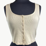 Sézane Women’s Lilou Organic Cotton Crop Corset Tank Top | Medium | Ercu (Cream) Photo 0