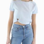 AQUA Cropped Top Baby Blue T-Shirt Cut Out Detail Casual Photo 1