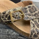 Vionic  Brown & Tan Snakeskin Print Danette Slip On Cork Heel Sandal Shoes 8 Photo 3